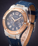 Guess Jet Setter Analog Blue Dial Blue Denim Strap Watch For Women - W0289L1 Buy Now By Guess