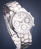 Guess Mini Sunrise Silver Dial Silver Steel Strap Watch For Women - W0448L1 Buy Now By Guess