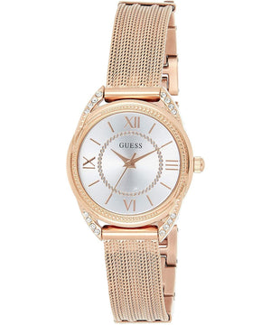 Guess Whisper Silver Dial Rose Gold Mesh Bracelet Watch for Women - W1084L3 Buy Now By Guess