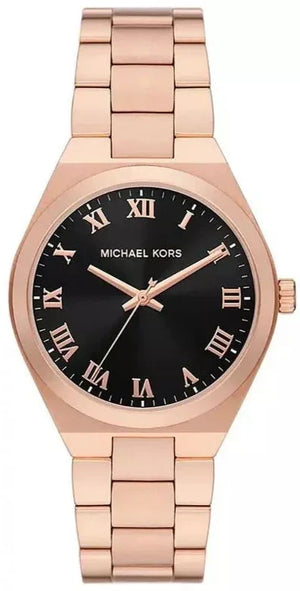 Michael Kors Lennox Three Hand Black Dial Rose Gold Steel Strap Watch For Women - MK7392 Buy Now By Michael Kors