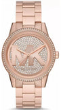 Michael Kors Ritz Analog Crystals Silver Dial Rose Gold Steel Strap Watch for Women - MK6863 Buy Now By Michael Kors