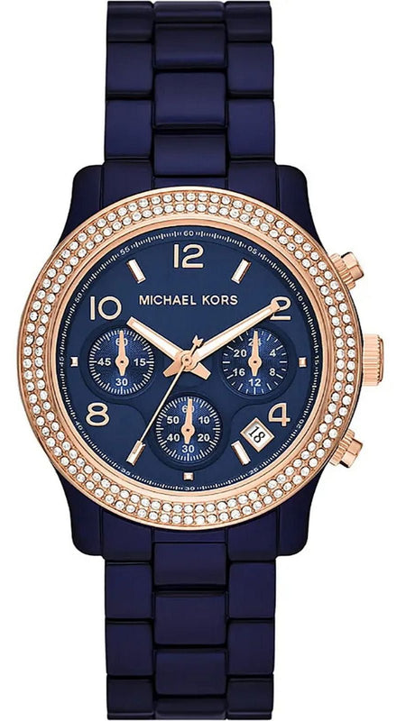 Michael Kors Runway Chronograph Blue Dial Blue Steel Strap Watch for Women - MK7423 Buy Now By Michael Kors