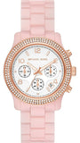 Michael Kors Runway Chronograph White Dial Pink Steel Strap Watch for Women - MK7424 Buy Now By Michael Kors