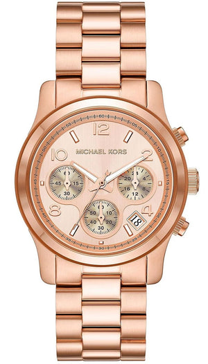 Michael Kors Runway Chronograph Rose Gold Dial Rose Gold Steel Strap Watch For Women - MK7324 Buy Now By Michael Kors