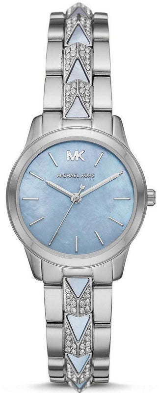 Michael Kors Runway Mercer Quartz Mother of Pearl Blue Dial Silver Steel Strap Watch For Women - MK6857 Buy Now By Michael Kors