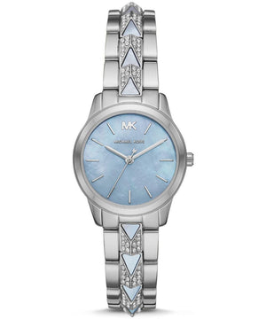 Michael Kors Runway Mercer Quartz Mother of Pearl Blue Dial Silver Steel Strap Watch For Women - MK6857 Buy Now By Michael Kors