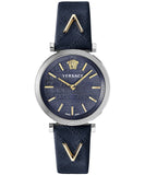 Versace V-Twist Quartz Blue Dial Blue Leather Strap Watch for Women - VELS00119 Buy Now By Versace