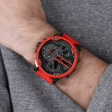 Diesel Mr Daddy 2.0 Chronograph Black Dial Red Silicone Strap Watch For Men - DZ7370 Buy Now By Diesel