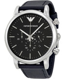 Emporio Armani Luigi Chronograph Black Dial Black Leather Watch For Men - AR1828 Buy Now By Emporio Armani