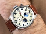 Tommy Hilfiger Jackson Multi-Function Silver Dial Brown Leather Strap Watch for Men - 1791239 Buy Now By Tommy Hilfiger