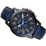 Fossil Grant Chronograph Black Dial Blue Leather Strap Watch for Men - FS5061 Buy Now By Fossil