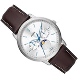 Fossil Neutra Minimalist Moonphase Silver Dial Brown Leather Strap Watch for Men - FS5905 Buy Now By Fossil