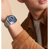 Fossil Sport Tourer Chronograph Blue Dial Silver Steel Strap Watch for Men - FS6047 Buy Now By Fossil