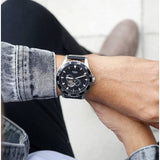 Fossil Crewmaster Sports Automatic Black Dial Black Leather Strap Watch for Men - ME3148 Buy Now By Fossil