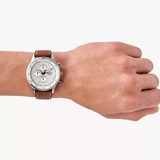 Fossil Retro Pilot Chronograph Silver Dial Brown Leather Strap Watch for Men - FS5809 Buy Now By Fossil