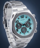 Guess Empire Chronograph Quartz Sky Blue Dial Silver Steel Strap Watch For Men - GW0489G3 Buy Now By Guess