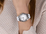 Guess Sparkling Silver Dial White Rubber Strap Watch For Women - GW0032L1 Buy Now By Guess