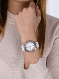 Guess Sparkling Silver Dial White Rubber Strap Watch For Women - GW0032L1 Buy Now By Guess