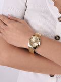 Guess Crystalline Diamonds Gold Dial Gold Steel Strap Watch for Women - GW0114L2 Buy Now By Guess