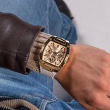 Guess Phoenix Multifunction Gold Dial White Leather Strap Watch for Men - GW0202G6 Buy Now By Guess