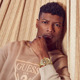 Guess Queen Quartz Gold Dial Gold Steel Strap Watch For Men - GW0497G2 Buy Now By Guess