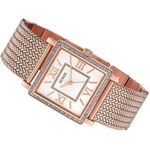 Guess Highline Off White Dial Rose Gold Stainless Steel Mesh Strap Watch For Women - W0826L3 Buy Now By Guess