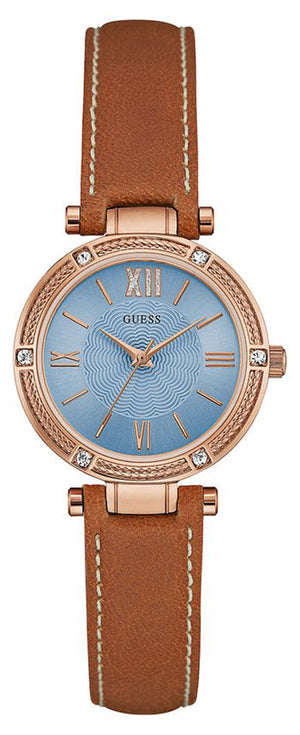 Guess Park Avenue Blue Dial Brown Leather Strap Watch for Women - W0838L2 Buy Now By Guess
