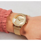 Guess Tri Glitz Quartz Diamonds Gold Dial Gold Mesh Bracelet Watch For Women - W1142L2 Buy Now By Guess