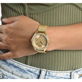 Guess Tri Glitz Quartz Diamonds Gold Dial Gold Mesh Bracelet Watch For Women - W1142L2 Buy Now By Guess