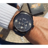 Hugo Boss Onyx Black Dial Black Leather Strap Watch for Men - 1513367 Buy Now By Hugo Boss