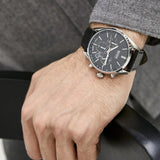 Hugo Boss Champion Black Dial Black Leather Strap Watch for Men - 1513816 Buy Now By Hugo Boss