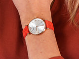 Emporio Armani Gianni T Bar Silver Dial Red Leather Strap Watch For Women - AR1876 Buy Now By Emporio Armani