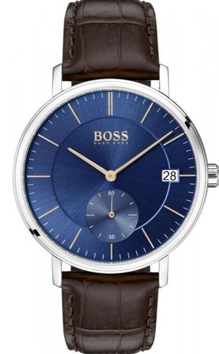 Hugo Boss Corporal Blue Dial Brown Leather Strap Watch for Men - 151363 Buy Now By Hugo Boss