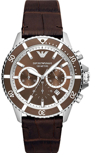 Emporio Armani Diver Chronograph Brown Dial Brown Leather Strap Watch For Men - AR11486 Buy Now By Emporio Armani