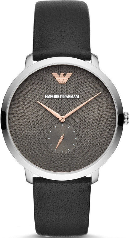 Emporio Armani Modern Slim Quartz Grey Dial Black Leather Strap Watch For Men - AR11162 Buy Now By Emporio Armani