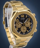 Guess Empire Quartz Black Dial Gold Steel Strap Watch For Men - GW0489G2 Buy Now By Guess