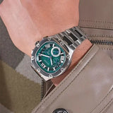 Guess Headline Quartz Green Dial Silver Steel Strap Watch For Men - GW0572G6 Buy Now By Guess
