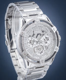 Guess King Quartz Silver Dial Silver Steel Strap Watch For Men - GW0497G1 Buy Now By Guess