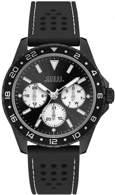 Guess Odyssey Quartz Black Dial Black Silicone Strap Watch For Men - W1108G3 Buy Now By Guess
