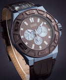 Guess Force Quartz Brown Dial Brown Leather Strap Watch For Men - W0674G5 Buy Now By Guess