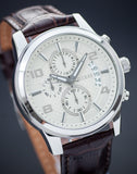 Guess Exec Chronograph White Dial Brown Leather Strap Watch For Men - W0076G2 Buy Now By Guess