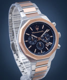 Maserati Stile Chronograph Blue Dial Rose Gold Two Tone Strap Watch For Men - R8873642002 Buy Now By Maserati