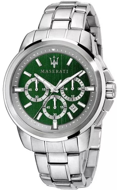 Maserati Successo Chronograph Green Dial Silver Steel Strap Watch For Men - R8873621017 Buy Now By Maserati