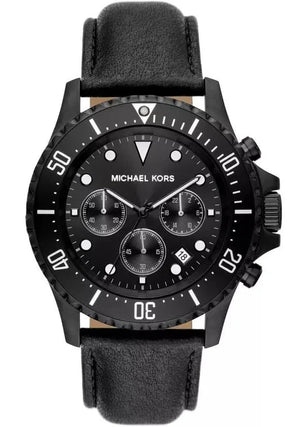Michael Kors Everest Chronograph Black Dial Black Leather Strap Watch For Men - MK9053 Buy Now By Michael Kors
