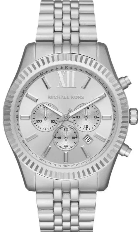 Michael Kors Lexington Chronograph Silver Dial Silver Steel Strap Watch For Men - MK8789 Buy Now By Michael Kors