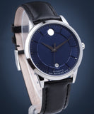 Movado 1881 Automatic Blue Dial Black Leather Strap Watch For Men - 606874 Buy Now By Movado