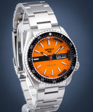 Seiko 5 Sports Double Hurricane Retro Orange Dial Silver Steel Strap Watch For Men - SRPK11K1 Buy Now By Seiko