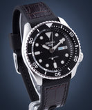 Seiko 5 Sports SKX Automatic Black Dial Black Leather Strap Watch for Men - SRPD55K2 Buy Now By Seiko