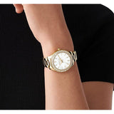 Michael Kors Liliane Mother of Pearl White Dial Gold Steel Strap Watch For Women - MK4555 Buy Now By Michael Kors