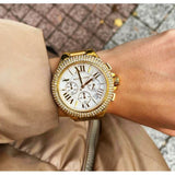 Michael Kors Camille Chronograph White Dial Gold Steel Strap Watch For Women - MK6994 Buy Now By Michael Kors